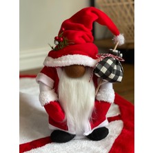 Noel Baba Sevimli Cüce Yılbaşı Süsü Hediyelik Şans Cücesi Kırmızı Peluş 35 cm