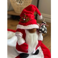Noel Baba Sevimli Cüce Yılbaşı Süsü Hediyelik Şans Cücesi Kırmızı Peluş 35 cm