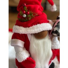 Noel Baba Sevimli Cüce Yılbaşı Süsü Hediyelik Şans Cücesi Kırmızı Peluş 35 cm