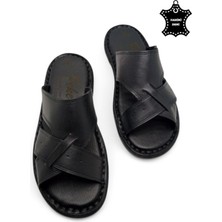 Tamamen  Deri ve Topuk Yastıklı Sistemli Ortopedik Erkek Terlik.