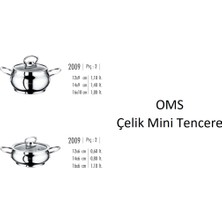 Oms Collection 2009 2 Parça Paslanmaz Çelik Mini Küre Basık Tencere 12X6 cm