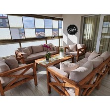 Odun's Simera 3+3+1+1 Bahçe Balkon Teras Ahşap Oturma Grubu