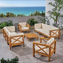 Odun's Simera 3+3+1+1 Bahçe Balkon Teras Ahşap Oturma Grubu