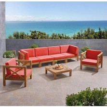 Odun's Lamia 4+1+1 Bahçe Balkon Teras Ahşap Oturma Grubu