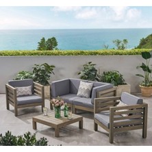 Odun's Vista 2+1+1 Bahçe Balkon Teras Ahşap Oturma Grubu