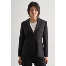 Mizalle Siyah Tek Düğme Klasik Blazer Ceket