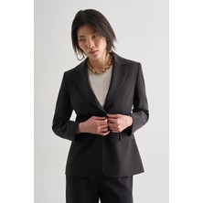 Mizalle Siyah Tek Düğme Klasik Blazer Ceket
