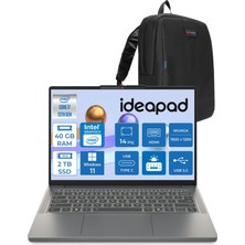 Lenovo Ideapad Slim 3 14IRH10 Intel Core I7 13620H 40GB 1tb SSD + 1tb SSD Windows 11 Home 14" Wuxga (1920X1200) IPS 300NITS Taşınabilir Bilgisayar 83K0002ATRH09 + Zetta Çanta