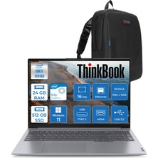 Lenovo Thinkbook 16 G6 Irl Intel Core I7 13700H 24GB Ddr5 512GB SSD Intel Iris Xe 16" Wuxga 300NITS IPS Windows 11 Pro Taşınabilir Bilgisayar 21KH00V1TRP05 + Zetta Çanta