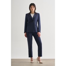 Mizalle Lacivert Tek Düğme Klasik Blazer Ceket