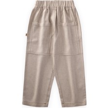 Kontrast Dikişli Keten Pantolon 2-7 Yaş Naturel