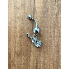 Gitar Taşlı Cerrahi Çelik Göbek Piercing 10 mm