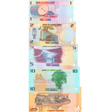 2022 Yılı Sierra Leone 1-2-5-10-20 Set Çil Yabancı Kağıt Para
