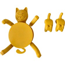 3D 1 Adet Sevimli Kedi Figürlü Bardak Altlığı ve 2 Adet Sevimli Kedi Çay Poşeti Tutacağı Seti