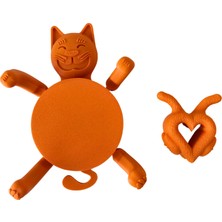 3D 1 Adet Sevimli Kedi Figürlü Bardak Altlığı ve 2 Adet Sevimli Kedi Çay Poşeti Tutacağı Seti