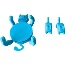 3D 1 Adet Sevimli Kedi Figürlü Bardak Altlığı ve 2 Adet Sevimli Kedi Çay Poşeti Tutacağı Seti
