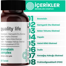 Bromelain Complex 2500 Gdu 60 Tablet Bromelain 250 Mg -  Papain - Karnıyarık Otu Tozu  Bitkisel Gıda Takviyesi