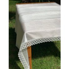 Hausset Masa Örtüsü Krem Fransiz Dantelli 140/230  cm  Masa Örtüsü