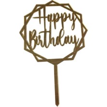 Pastaland Happy Birthday Yazılı Çerçeveli Aynalı Pleksi Altın