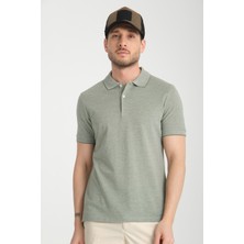 Boggee Pedso Erkek Yeşil Italyan Yaka Çekmez Likralı %100 Pamuklu Kumaş Slim Fit Polo Yaka Tişört