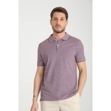 Boggee Pedso Erkek Mürdüm Italyan Yaka Çekmez Likralı %100 Pamuklu Kumaş Slim Fit Polo Yaka Tişört