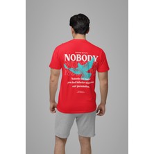 %100 Pamuk Kadın/erkek Nobody... Transfer Baskılı Yuvarlak Yaka Kısa Kol Tişört