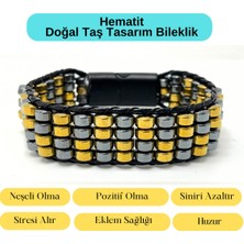 Sertifikalı Hematit Doğal Taş Tasarım Erkek Bileklik Gold ve Siyah Renk 2li Dizim