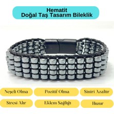 Yıldız Doğal Taş Sertifikalı Hematit Doğal Taş Tasarım Erkek Bileklik Siyah Renk