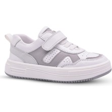 Wang Erkek Çocuk Tek Cırtlı ve Lastikli Hakiki Deri Beyaz Günlük Ayakkabı