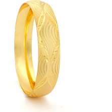 Ferizz 1.5 cm Dalgalı Model BLZ-3091 Altın Kaplama Bilezik