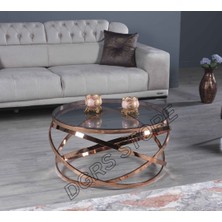 Premium Imza Tasarim Yuvarlak Orta Sehpa Temperli Cam Kırılmaz