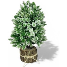 Yapay Çiçek Bonsai Ağacı Beyaz Kozalaklı Kütük Saksıda Dekoratif Yapay Ağaç Bonzai 30*15  cm