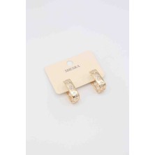 Shesra Gold Çiçek Detaylı Çelik Küpe