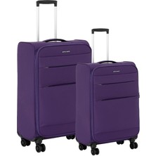 Pierre Cardin 2'li Valiz Seti Büyük Ve Orta Boy Lüx Kumaş Valiz Mor 04pc4200