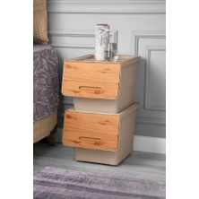Geseus Motek Patateslik Soğanlık Sepeti , Oyuncak Kutusu , Sebzelik Tekerlekli Organızer Çok Amaçlı Kutu 2X12LT-BAMBU+KREM