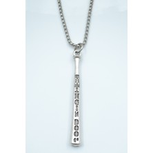 Bu Farklı Beyzbol Sopası Örme Zincir Kolye - Gümüş Kaplama - Erkek Kadın Kolye - NO:1413