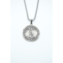 Bu Farklı Anne Çocuk - Hayat Ağacı Örme Zincir Kolye - Gümüş Kaplama - Erkek Kadın Kolye - NO:1330