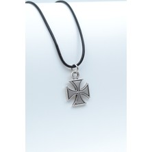 Bu Farklı Gamalı Haç Deri ip Kolye - Gümüş Kaplama - Kadın Erkek Kolye - No:776