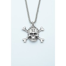 Lucky 13 Kuru Kafa Gümüş Kaplama Örme Zincir Kolye