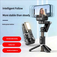 Q18 Masaüstü 360° Bluetooth Star Işığı Özellikli Gimbal Sabitleyici Tripod Selfie Çubuğu
