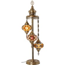 Mozaik Ayaklı Lambader 3lü Otantik Lamba Dekor Lamba