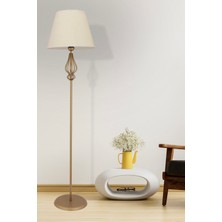 Hefina Beyaz Şapkalı Eskitme Modern Tasarım Ayaklı Abajur Lamba Metal Lambader