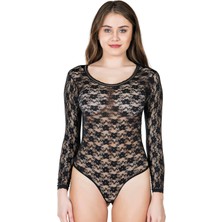 Bisiklet Yaka Dantelli Çıtçıtlı Kadın Body 327