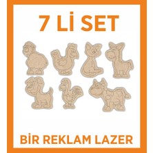 Bir Lazer Ahşap  7 Li Set Hayvanlar Boyama  Eğitici Montessori Çocuk Gelişim Oyuncağı