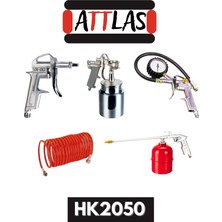 Attlas 2 HP 50 Litre  Hava Kompresörü + 5 Parça Havalı Set | Model: HK2050 | Profesyonel Kullanım