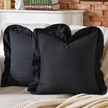 Fırfırlı 2'li Paket Kırlent Kılıfı Kadifemsi, Leke Tutmaz, Boho Veya Çiftlik Evi, Etnik, Retro ve Şık Stil 8 Renk