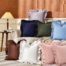 Fırfırlı 2'li Paket Kırlent Kılıfı Kadifemsi, Leke Tutmaz, Boho Veya Çiftlik Evi, Etnik, Retro ve Şık Stil 8 Renk