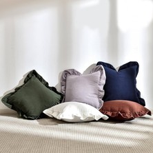 Fırfırlı 2'li Paket Kırlent Kılıfı Kadifemsi, Leke Tutmaz, Boho Veya Çiftlik Evi, Etnik, Retro ve Şık Stil 8 Renk