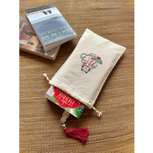 Nakışlı Kitap Kılıfı Ham Kumaş Kedi Motifli Kitap Sever Hediyesi