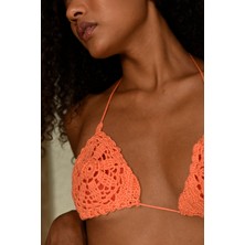OTKOKUSU Kadın El Örgüsü Çevre Dostu - Anti Pilling Floral Orange Bikini